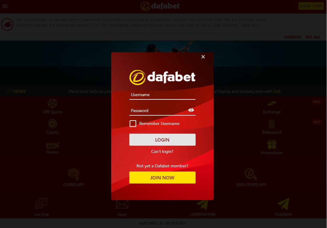 Dafabet login