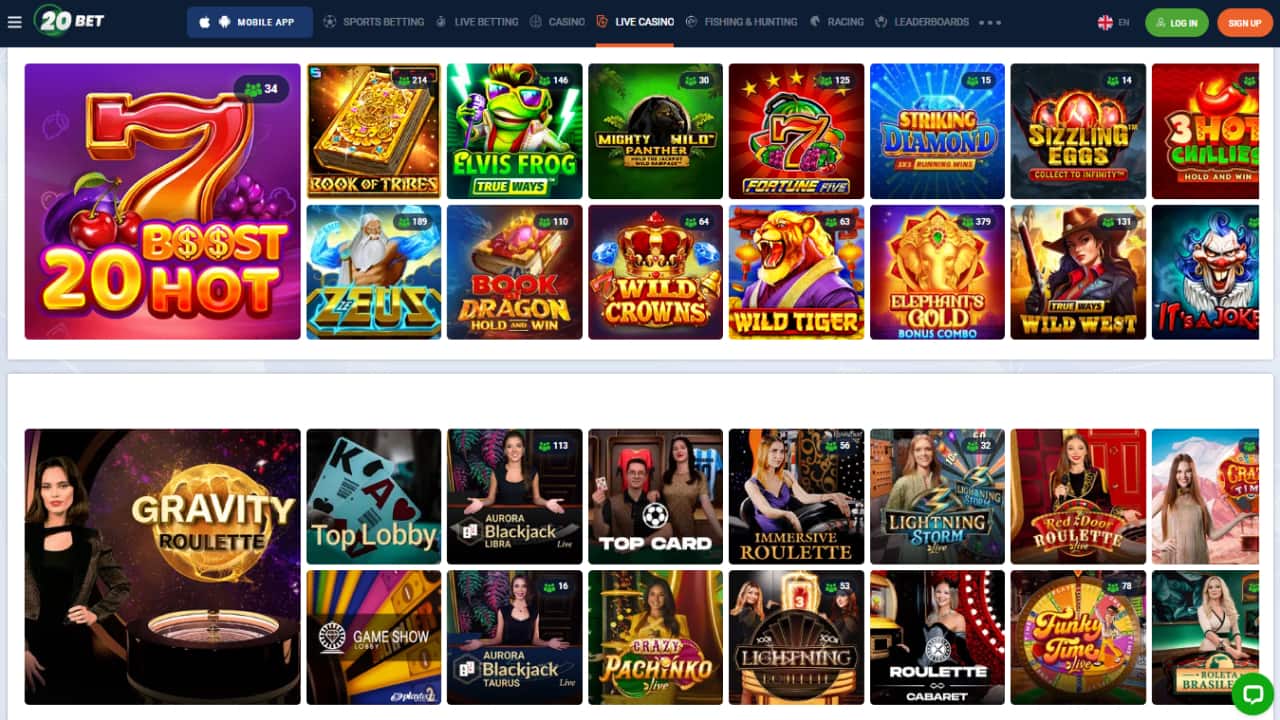 20bet online casino and live casino