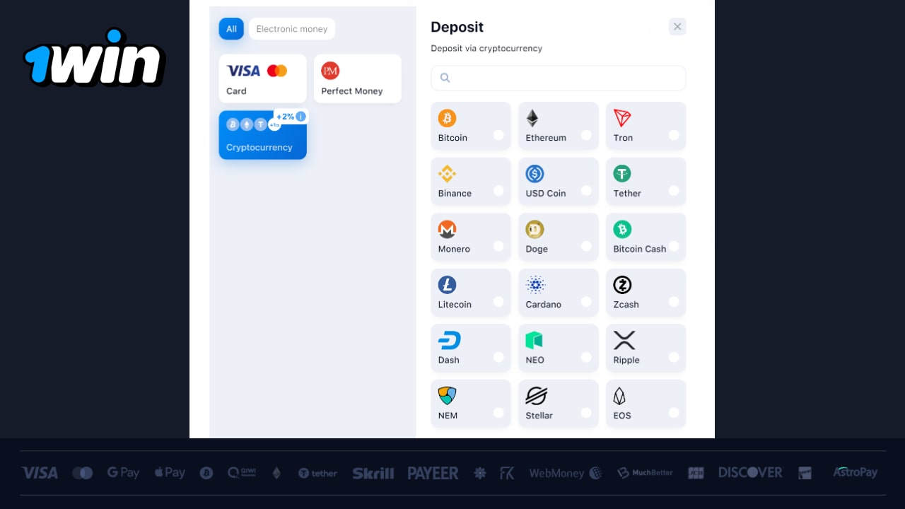 1win payment methods