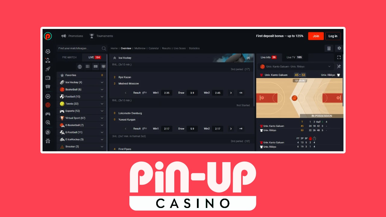 Pin-up casino betting and odds